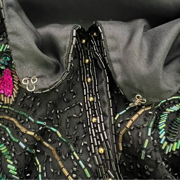 Vintage Scala Silk Beaded Sequin Floral Jacket Size Large NWT - Picture 11 of 14